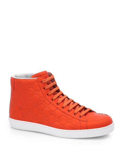 burnt orange gucci mens sneakers|Gucci high top orange.